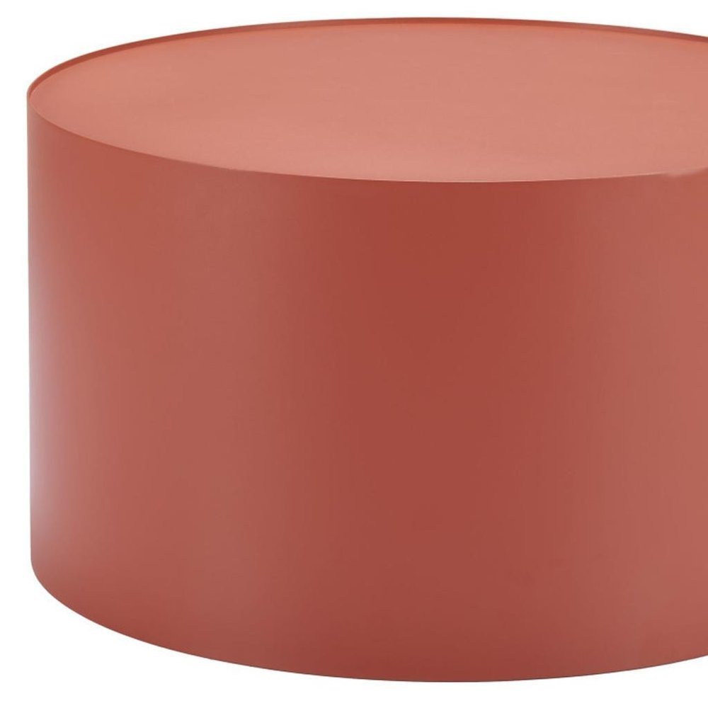 29" Terra Cotta Rounded Aluminum Outdoor Patio Coffee Table