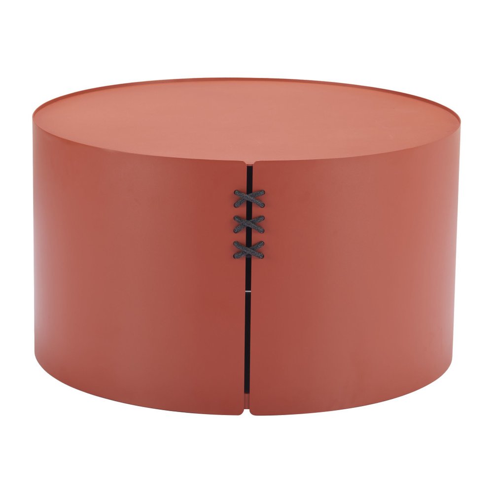 29" Terra Cotta Rounded Aluminum Outdoor Patio Coffee Table