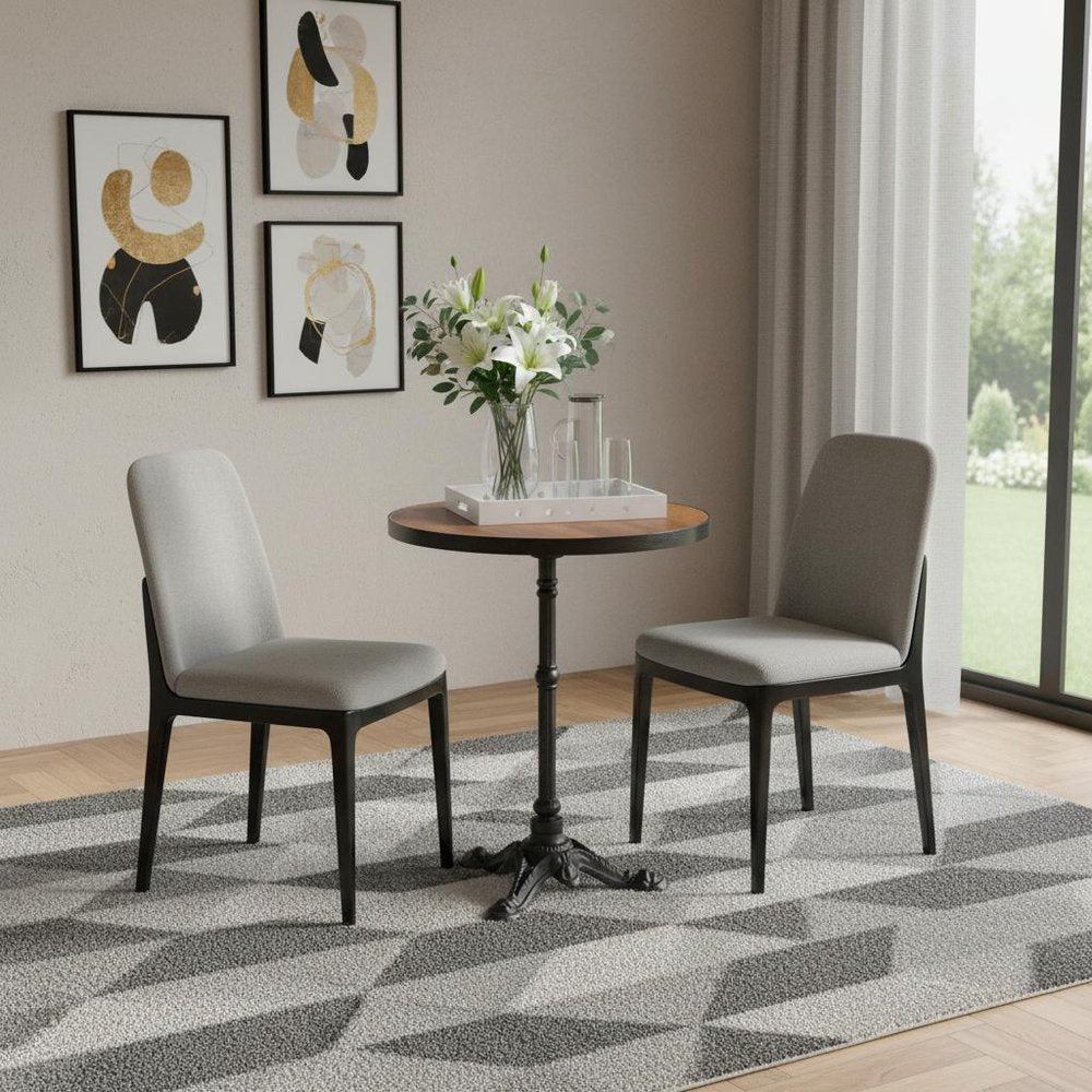 24" Walnut and Black Wood & Aluminum Indoor/Outdoor Patio Pedestal Base Round Top Dining Table