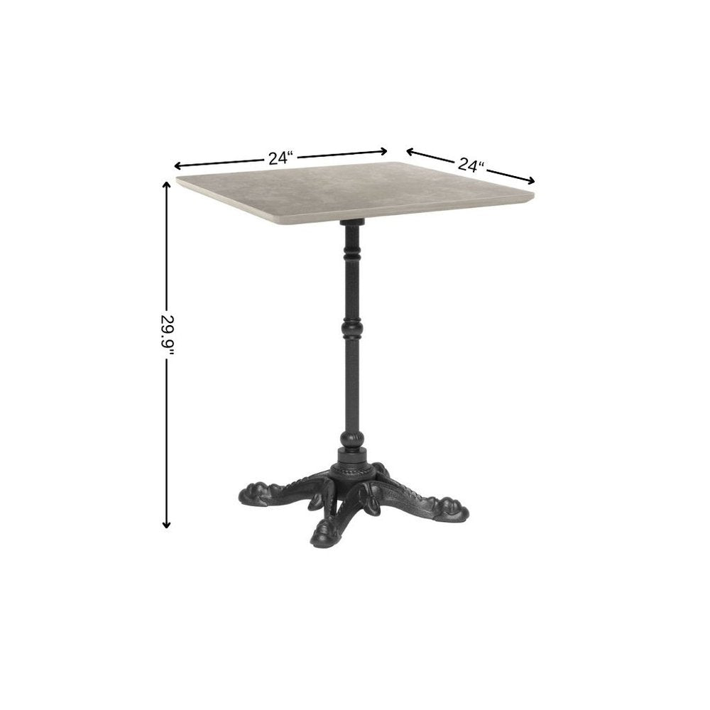 24" Gray and Black Wood & Aluminum Indoor/Outdoor Patio Pedestal Base Round Top Dining Table
