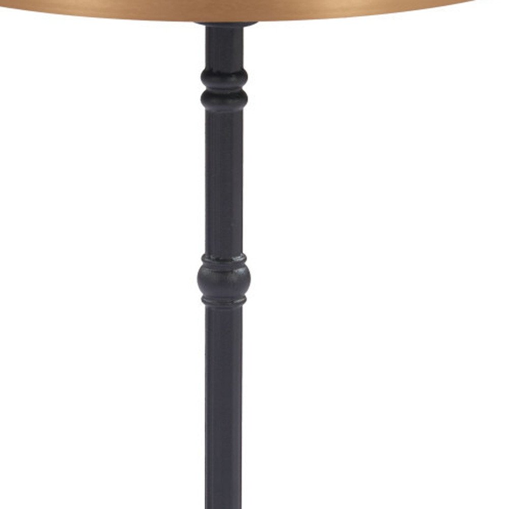 24" White & Black Wood & Aluminum Indoor/Outdoor Patio Pedestal Base Round Top Dining Table