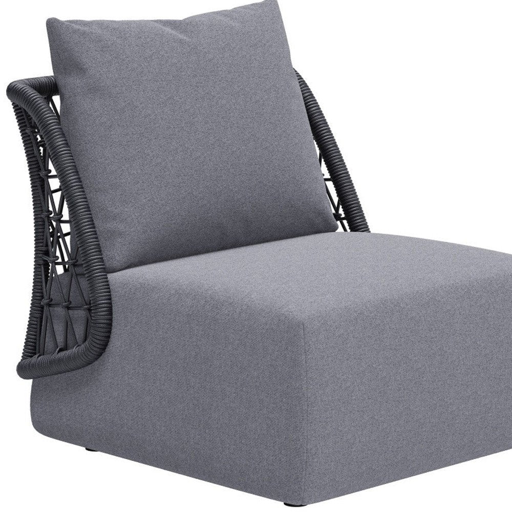33" Gray Outdoor Patio Accent Chair with Gray Cushions
