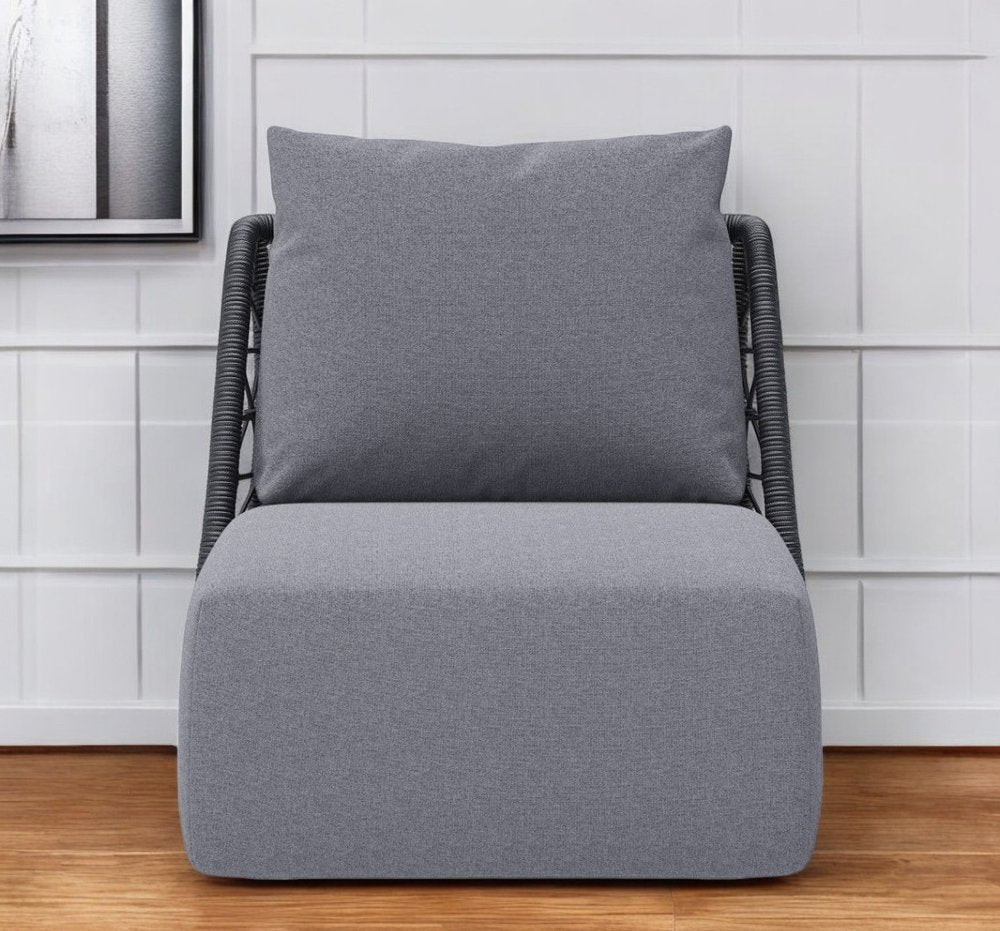 33" Gray Outdoor Patio Accent Chair with Gray Cushions