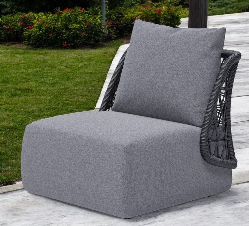 33" Gray Outdoor Patio Accent Chair with Gray Cushions