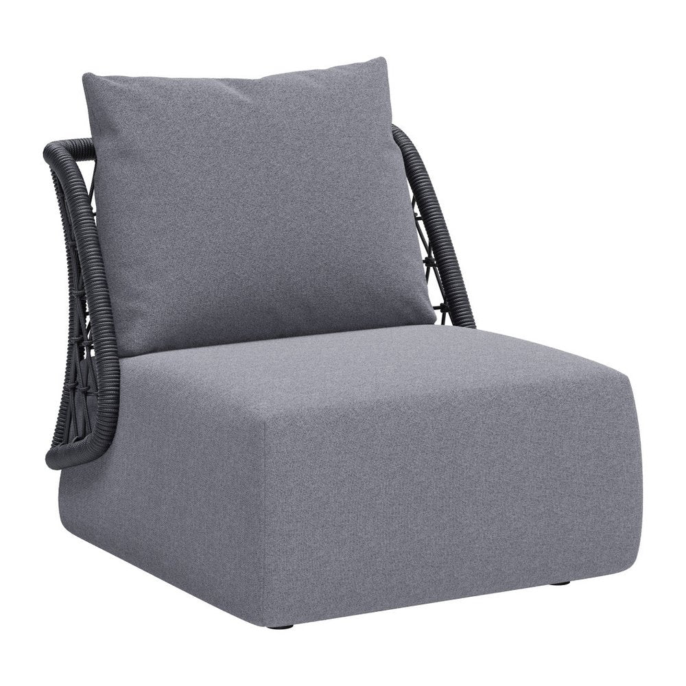 33" Gray Outdoor Patio Accent Chair with Gray Cushions