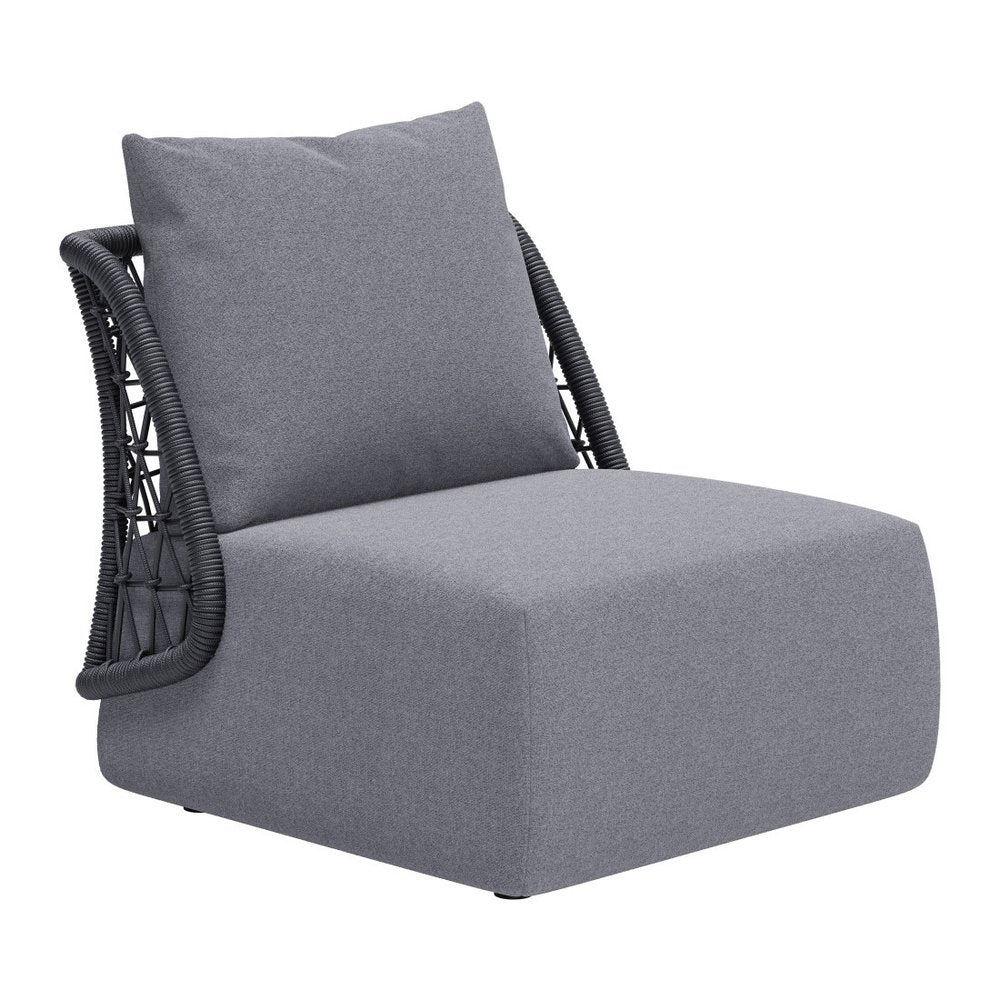 33" Gray Outdoor Patio Accent Chair with Gray Cushions