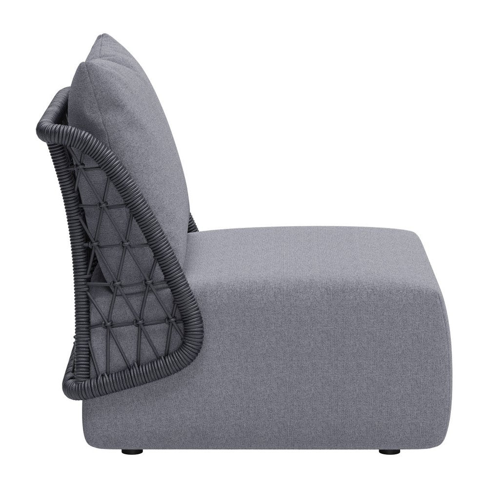 33" Gray Outdoor Patio Accent Chair with Gray Cushions