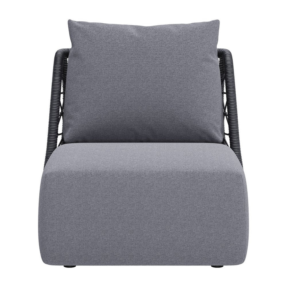 33" Gray Outdoor Patio Accent Chair with Gray Cushions
