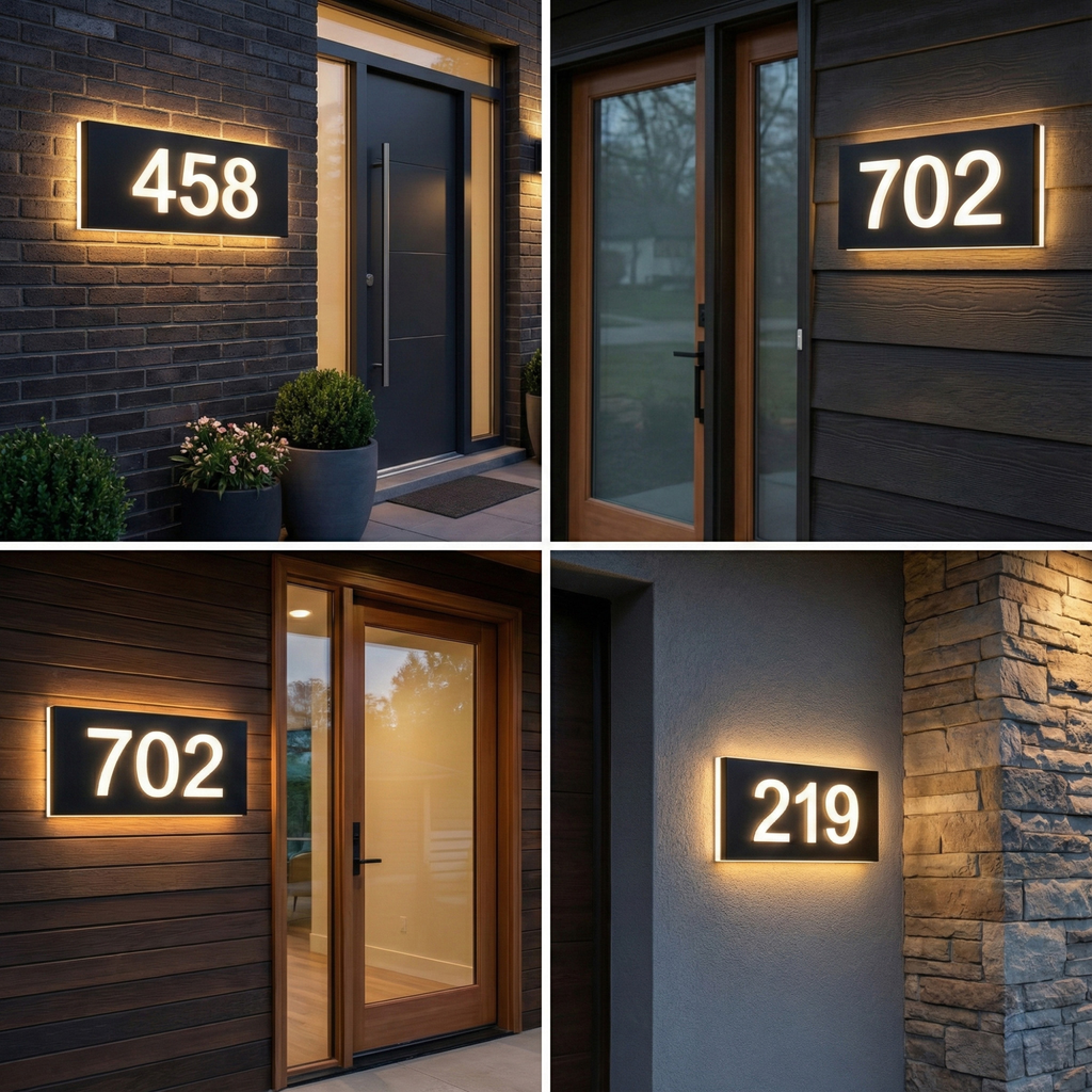 3D Acrylic Backlit House Numbers – Modern LED Address Numbers for Exterior