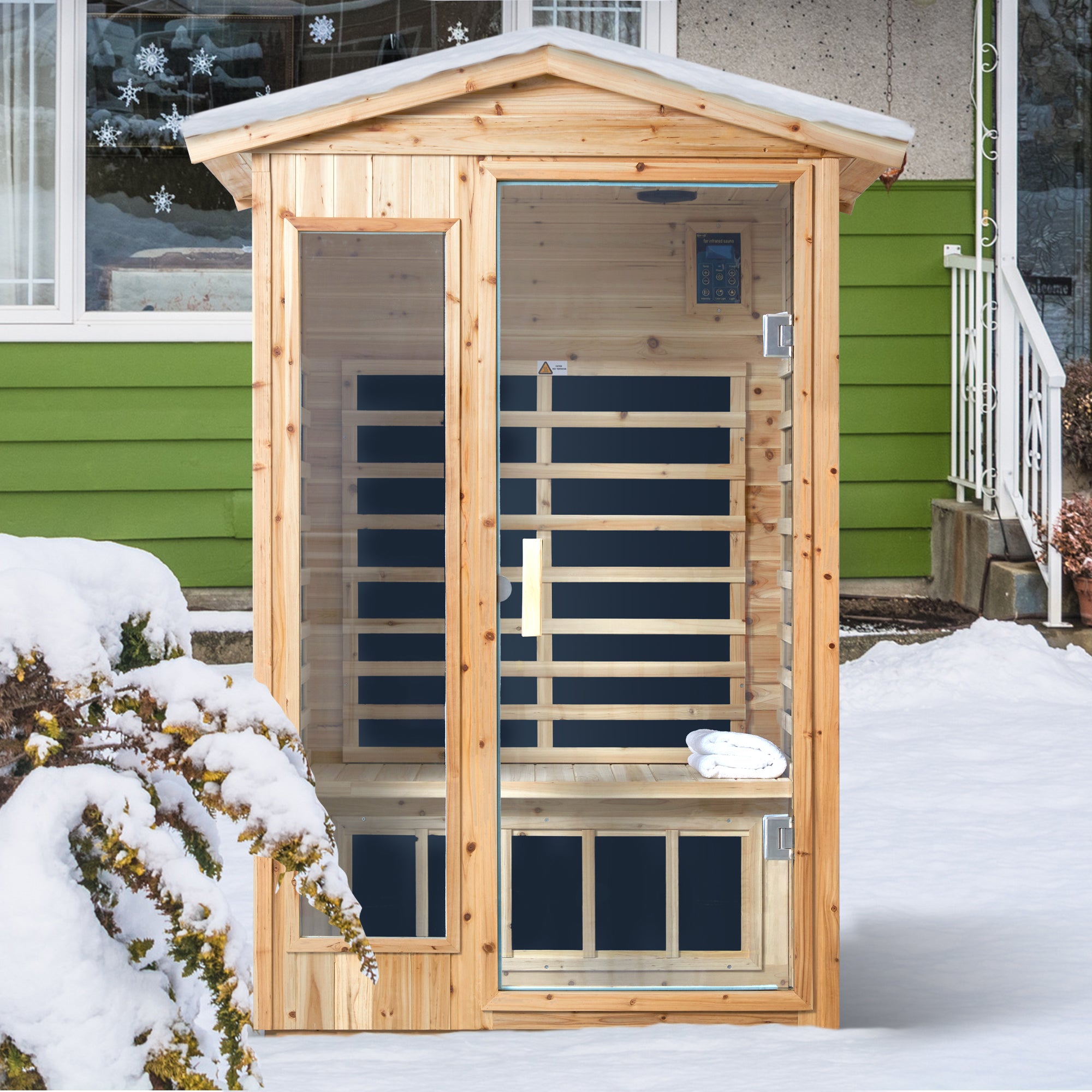 2-Person Far-Infrared Outdoor Sauna - Fir Wood Backyard Sauna