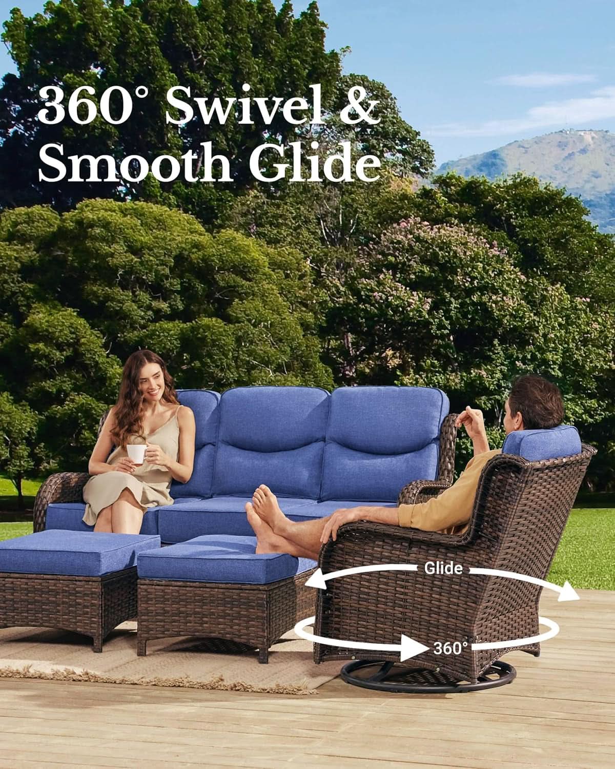 Premium Outdoor Patio Conversation Set with Thick Cushions