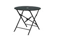30" Black Rounded Aluminum Folding Outdoor Patio Bistro Table with Umbrella Hole