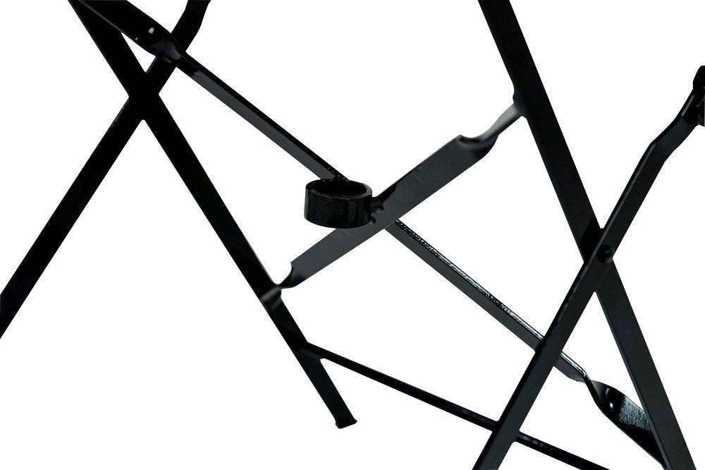 30" Black Rounded Aluminum Folding Outdoor Patio Bistro Table with Umbrella Hole