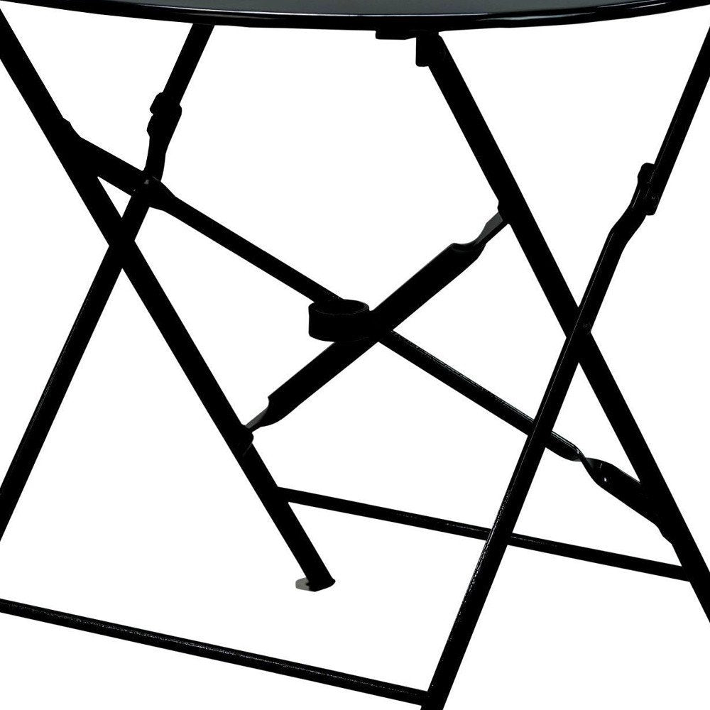30" Black Rounded Aluminum Folding Outdoor Patio Bistro Table with Umbrella Hole
