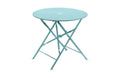 30" Aqua Rounded Aluminum Folding Outdoor Patio Bistro Table with Umbrella Hole
