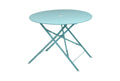 36" Aqua Rounded Aluminum Folding Outdoor Patio Dining Table with Umbrella Hole