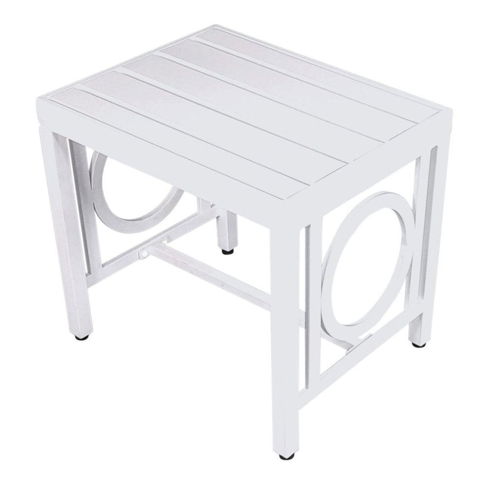 16" White Metal Outdoor Patio Side Table