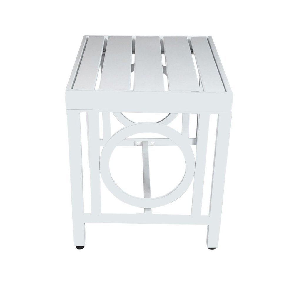 16" White Metal Outdoor Patio Side Table