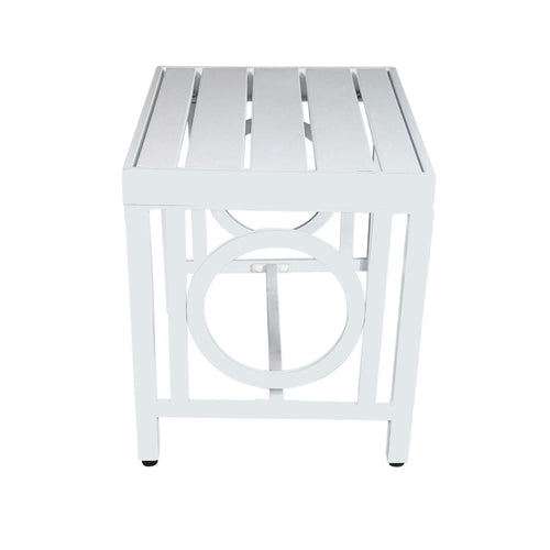 16" White Metal Outdoor Patio Side Table