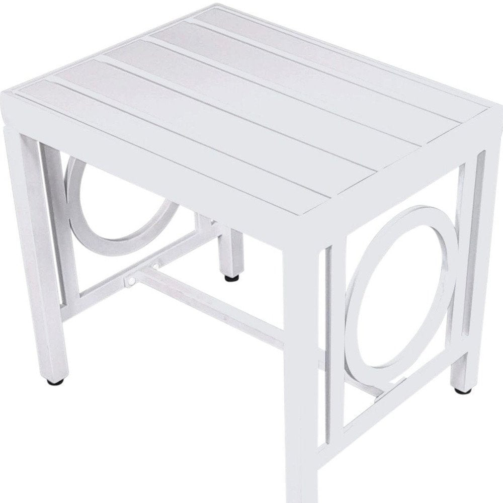 16" White Metal Outdoor Patio Side Table