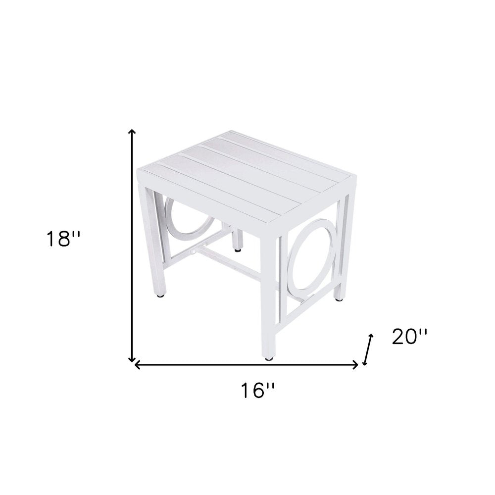 16" White Metal Outdoor Patio Side Table