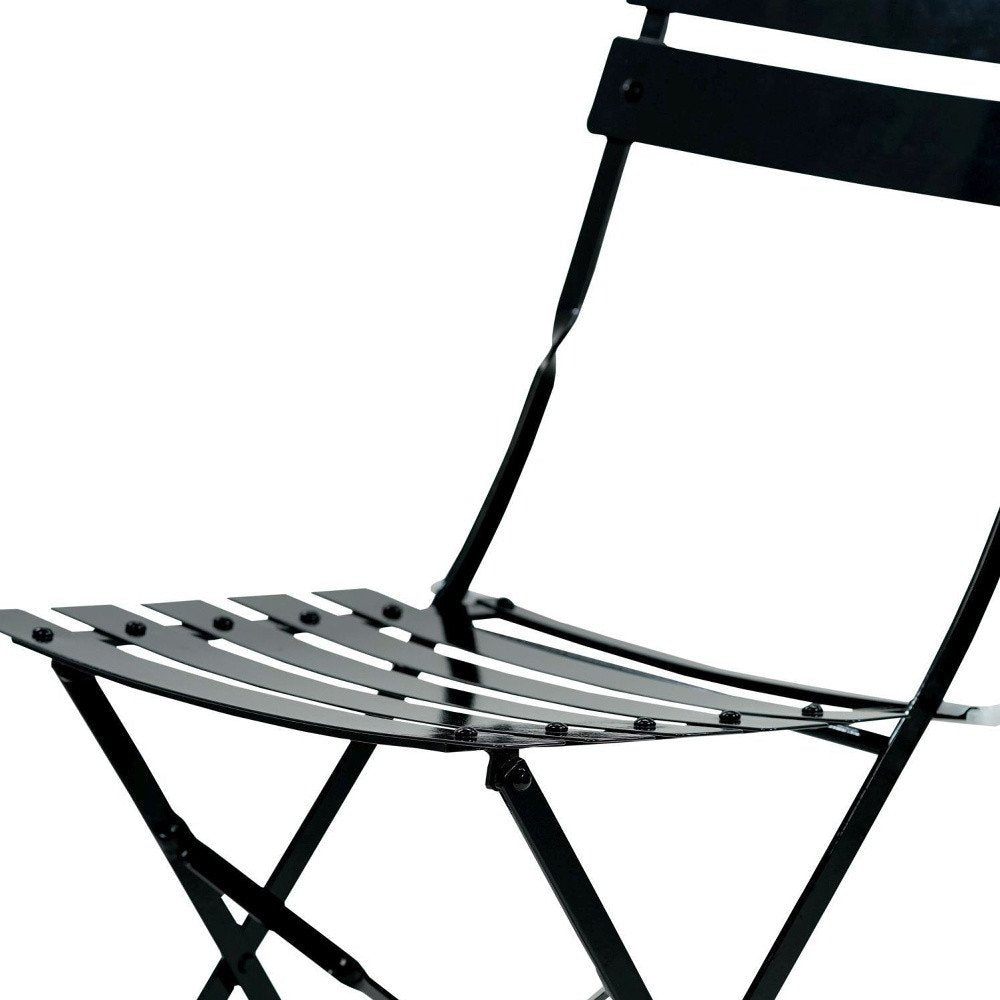 2-Piece Black Aluminum Outdoor Patio Folding Dining Chair Set