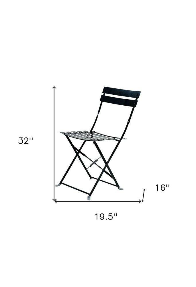 2-Piece Black Aluminum Outdoor Patio Folding Dining Chair Set