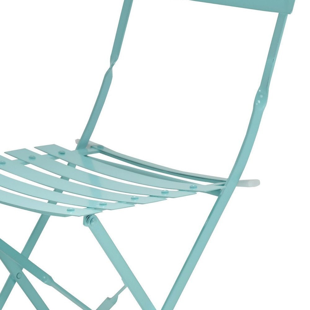 2-Piece Aqua Blue Aluminum Outdoor Patio Folding Dining Chair Set