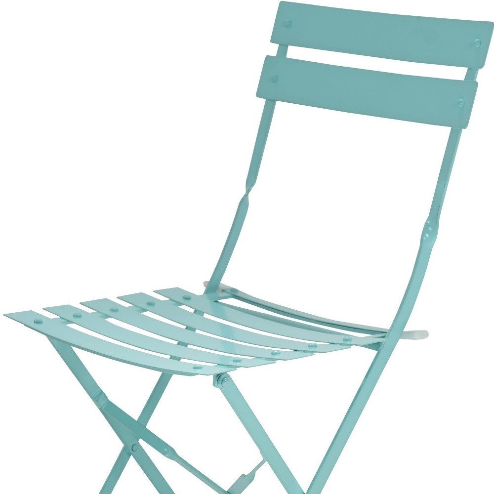 2-Piece Aqua Blue Aluminum Outdoor Patio Folding Dining Chair Set