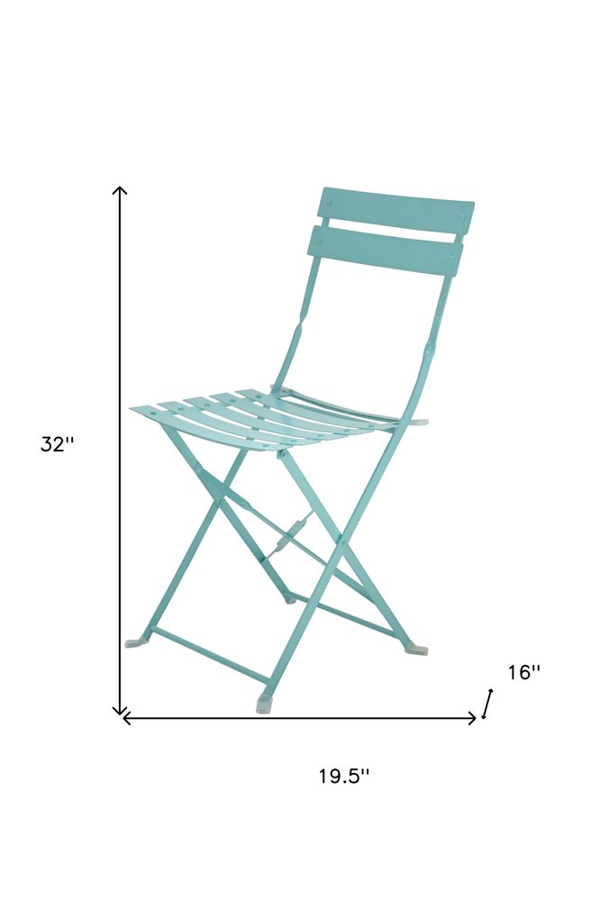 2-Piece Aqua Blue Aluminum Outdoor Patio Folding Dining Chair Set