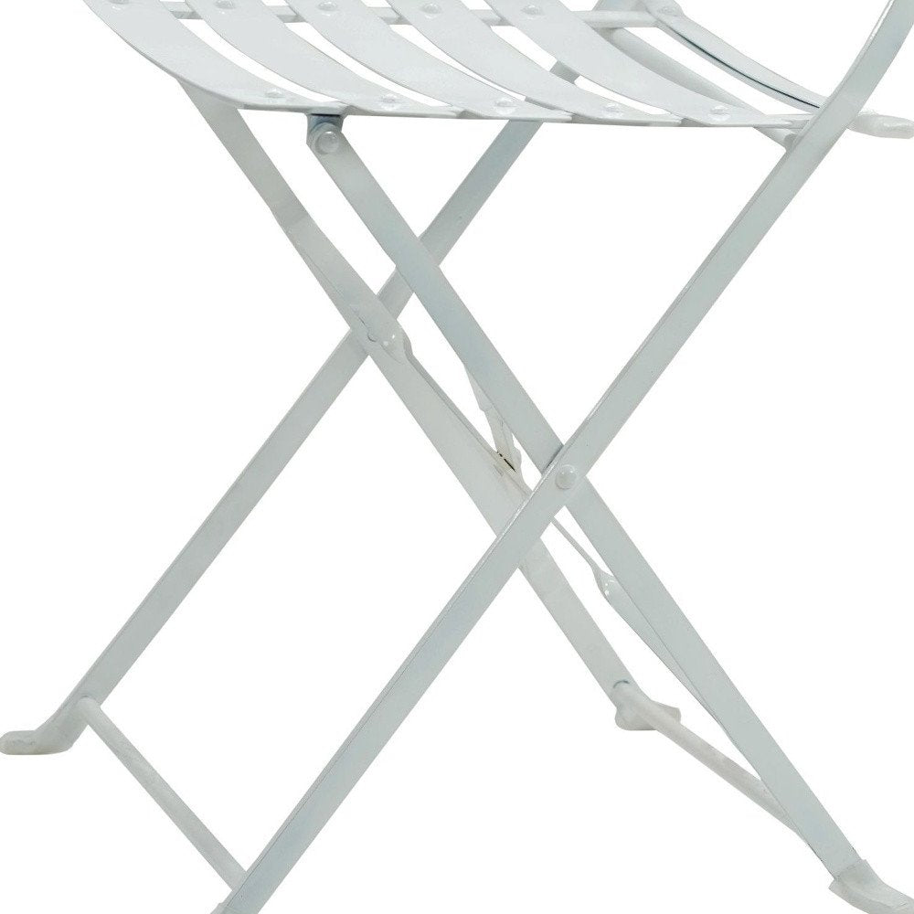2-Piece White Aluminum Outdoor Patio Folding Dining Chair Set