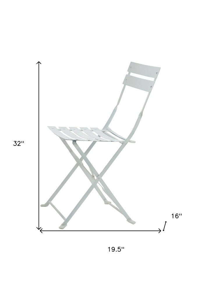 2-Piece White Aluminum Outdoor Patio Folding Dining Chair Set