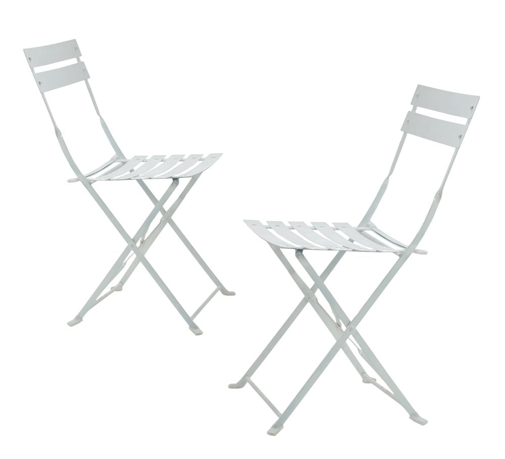 2-Piece White Aluminum Outdoor Patio Folding Dining Chair Set