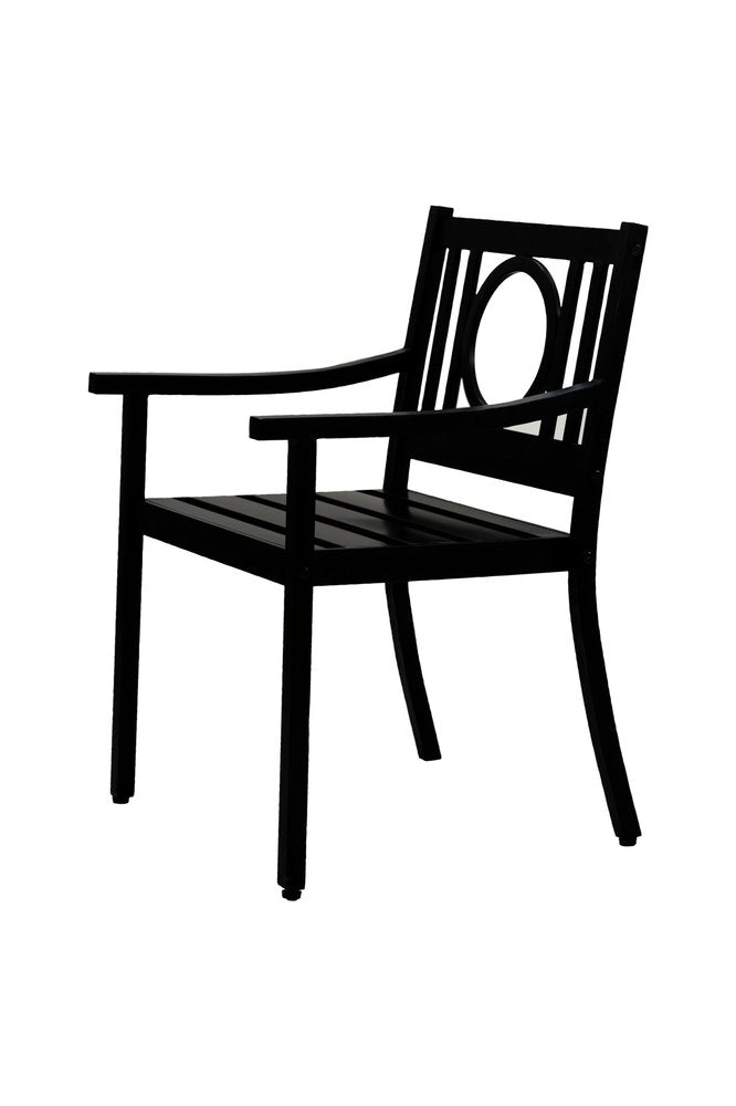 24" Black Steel Geo Back Outdoor Patio Arm Chair