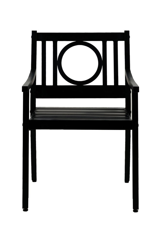 24" Black Steel Geo Back Outdoor Patio Arm Chair
