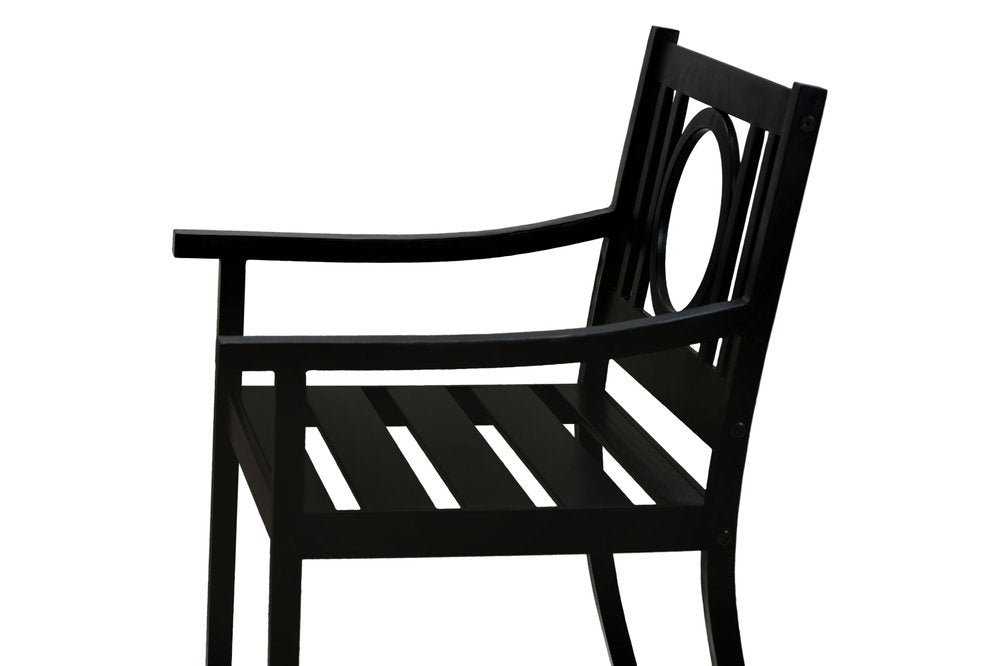 24" Black Steel Geo Back Outdoor Patio Arm Chair