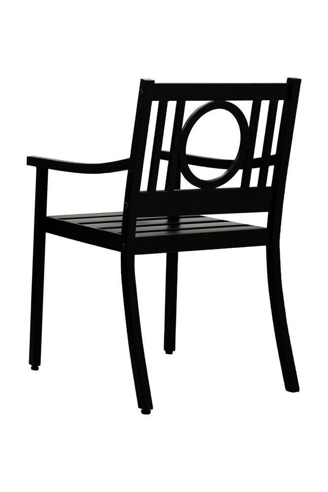 24" Black Steel Geo Back Outdoor Patio Arm Chair