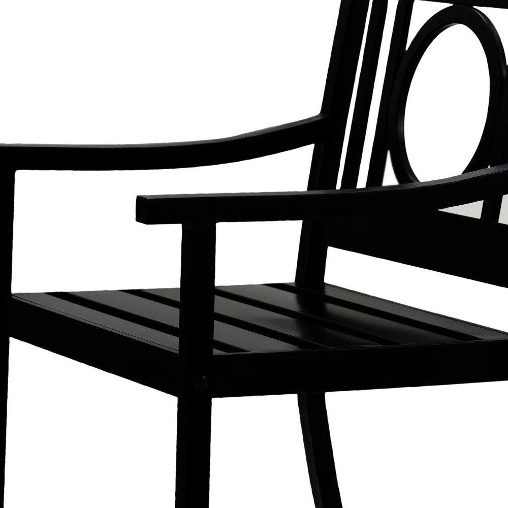 24" Black Steel Geo Back Outdoor Patio Arm Chair
