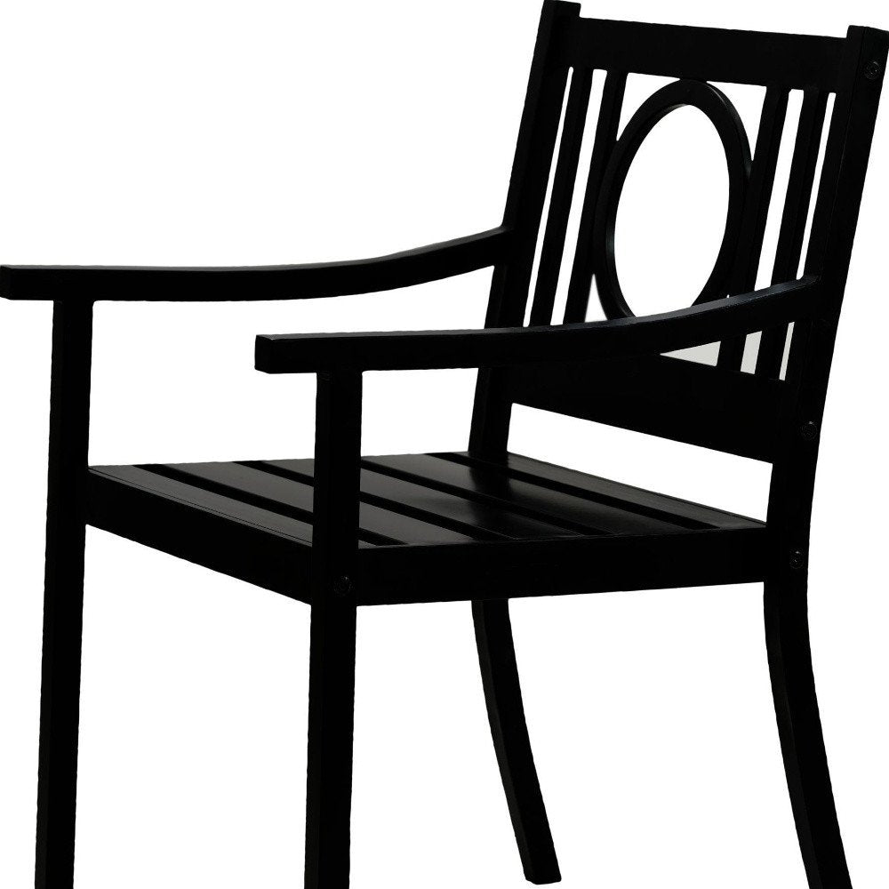 24" Black Steel Geo Back Outdoor Patio Arm Chair
