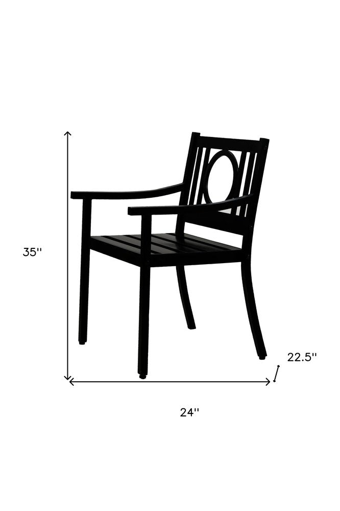 24" Black Steel Geo Back Outdoor Patio Arm Chair
