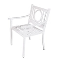 24" White Steel Geo Back Outdoor Patio Arm Chair
