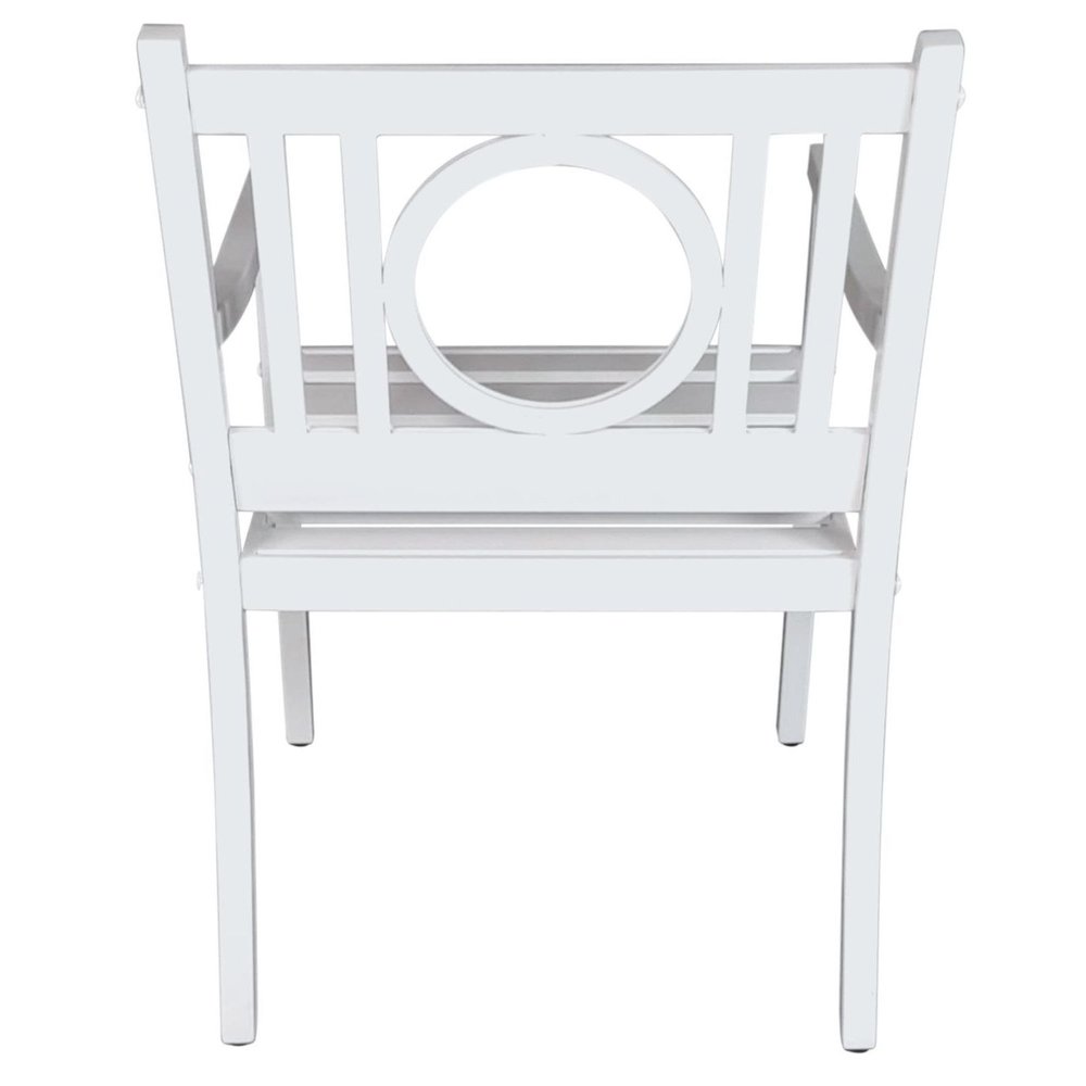24" White Steel Geo Back Outdoor Patio Arm Chair