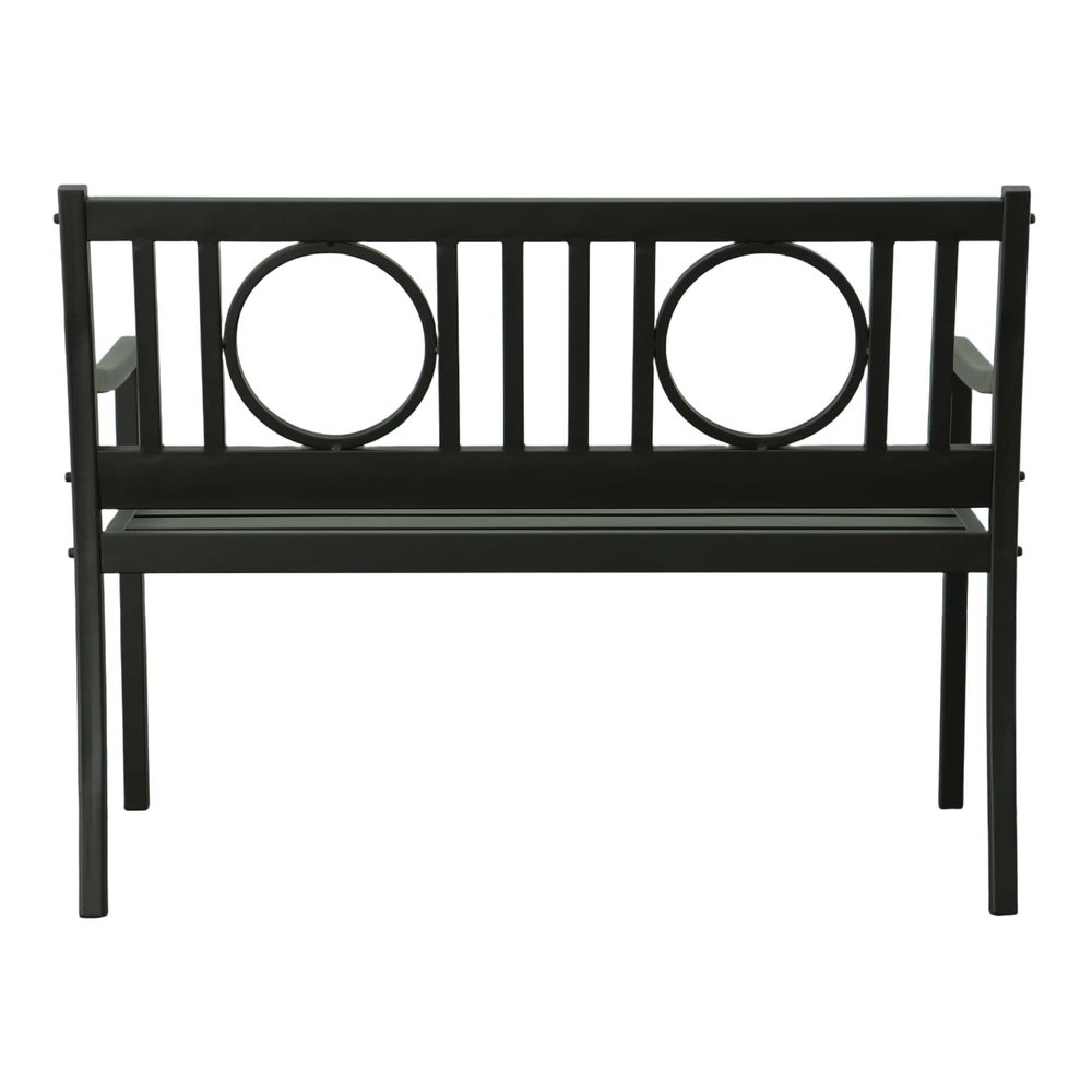 45" Black Metal Geometric Back Garden Patio Outdoor Garden Bench
