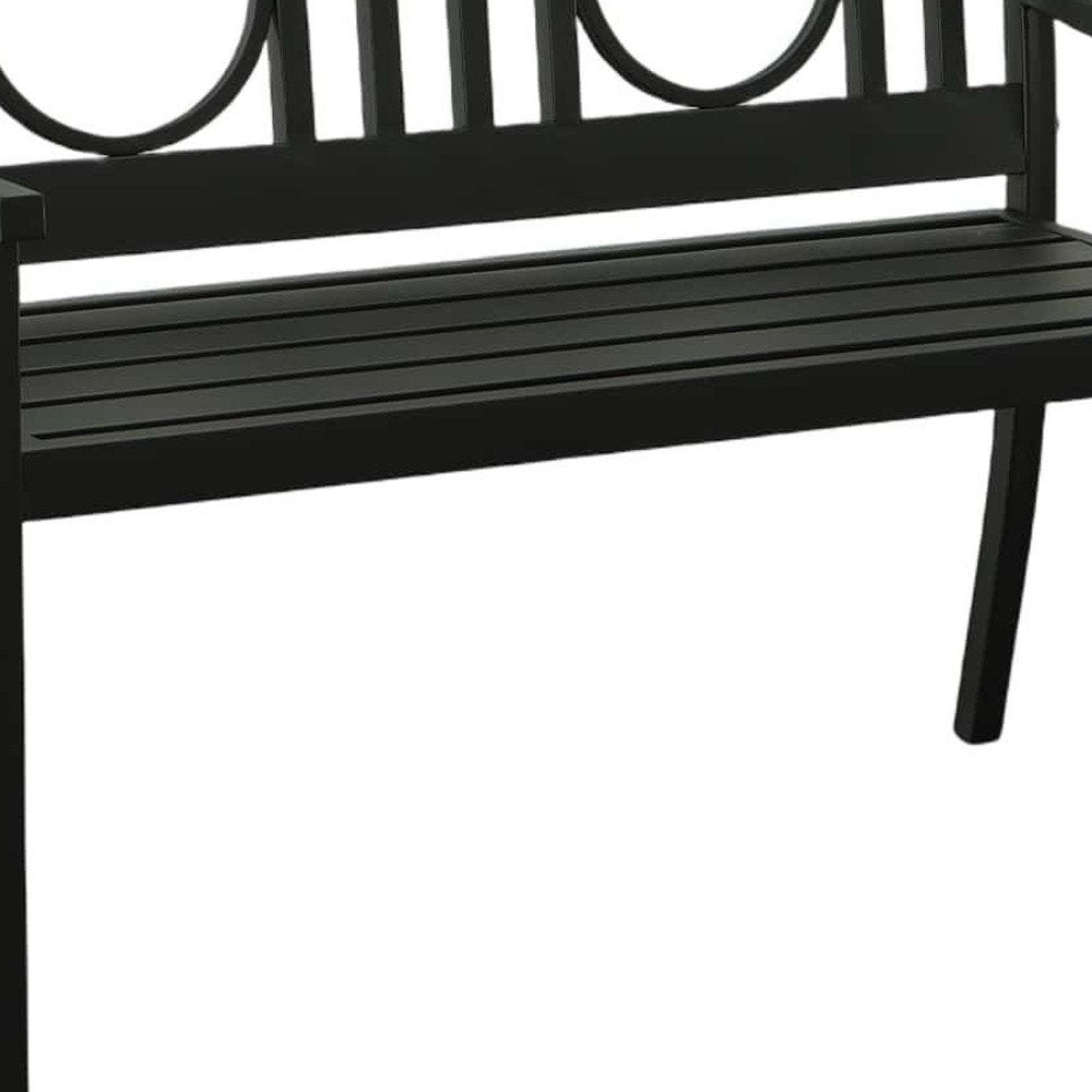 45" Black Metal Geometric Back Garden Patio Outdoor Garden Bench