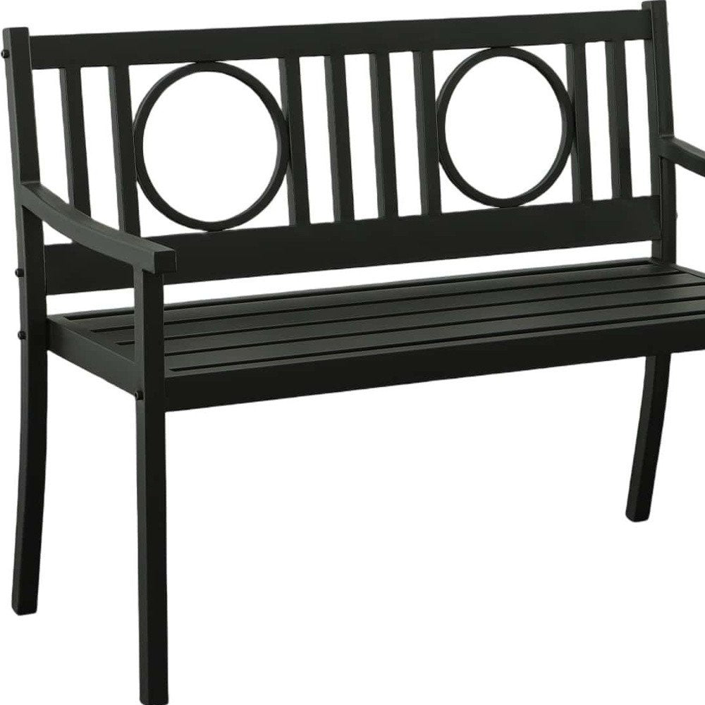 45" Black Metal Geometric Back Garden Patio Outdoor Garden Bench