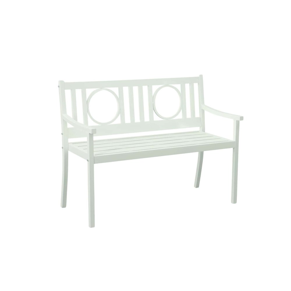 45" White Metal Garden Patio Outdoor Garden Bench