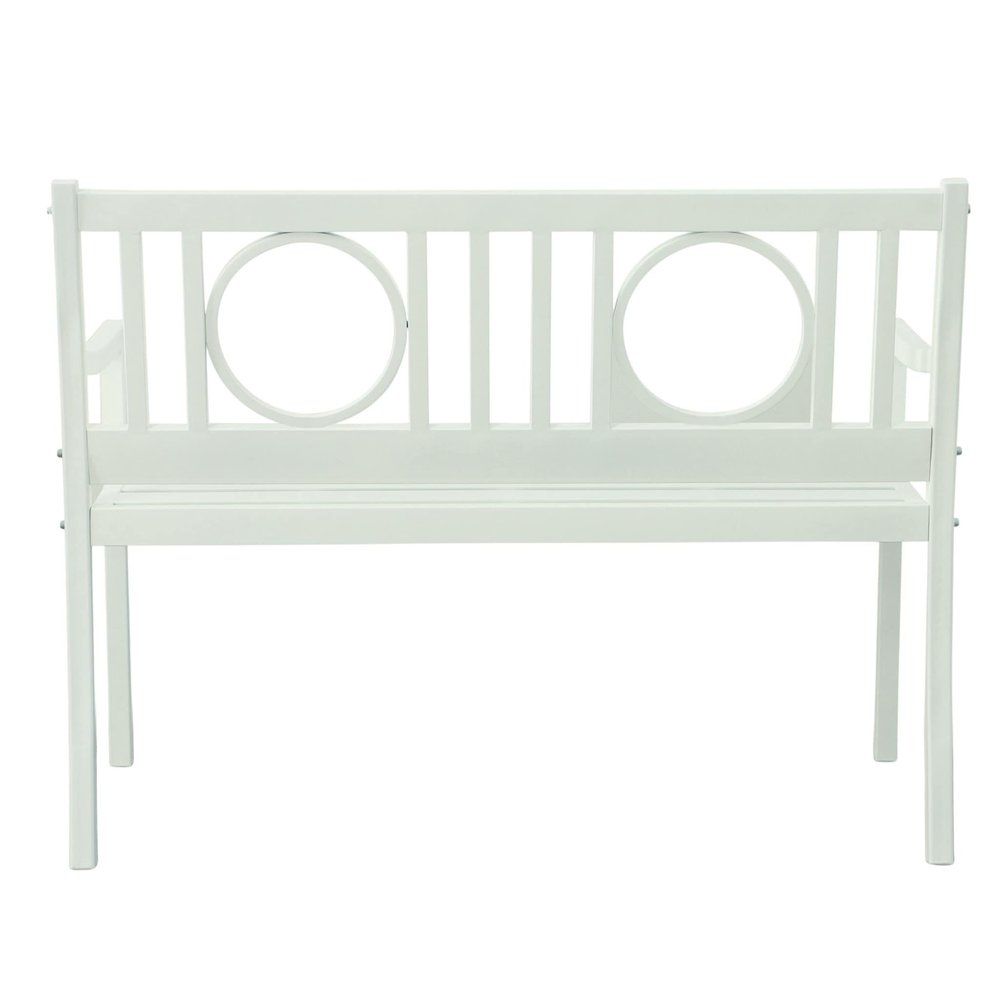 45" White Metal Garden Patio Outdoor Garden Bench
