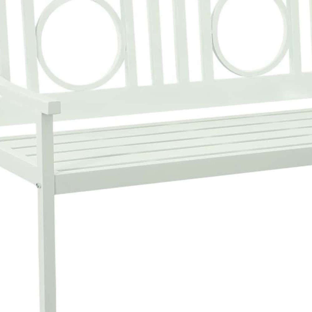 45" White Metal Garden Patio Outdoor Garden Bench
