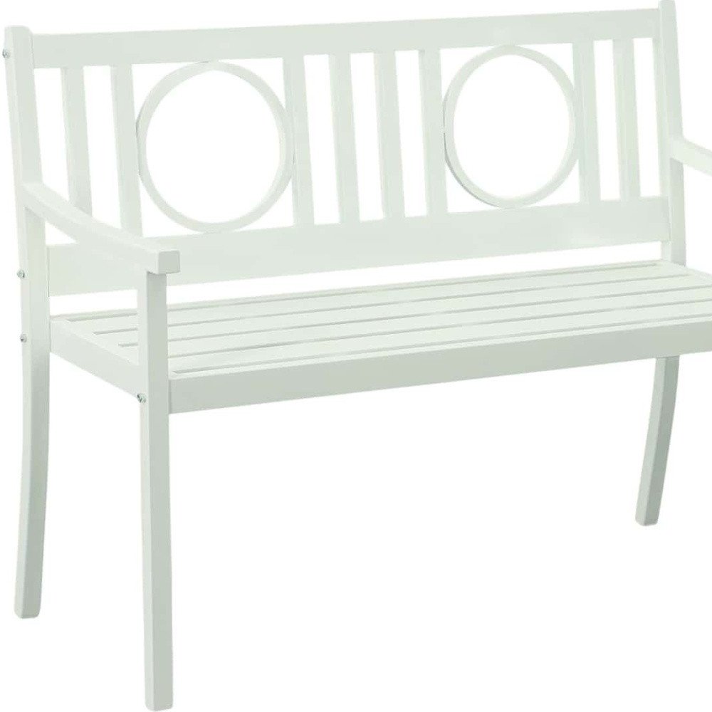 45" White Metal Garden Patio Outdoor Garden Bench