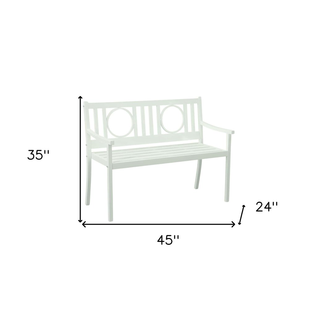 45" White Metal Garden Patio Outdoor Garden Bench
